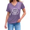 Inspirational Text Printed Top Loose Casual Simple V-neck Short Sleeved Women's T-shirts