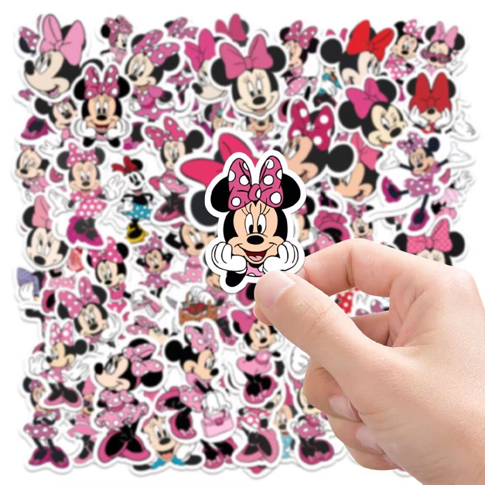 MINISO 65 Stück Disney Micky Maus und Minnie Maus Cartoon Aufkleber, Niedliche DIY Laptop Gepäck Sammelalbum Fahrrad Wasserdichter Aufkleber Spielzeug