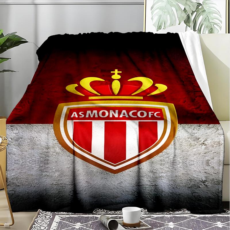 1PC Monaco Football club Printed Soft Flannel Blanket Throw for Adult Bedroom Living Room Sofa Camping Travel Fan gifts Christmas Gifts