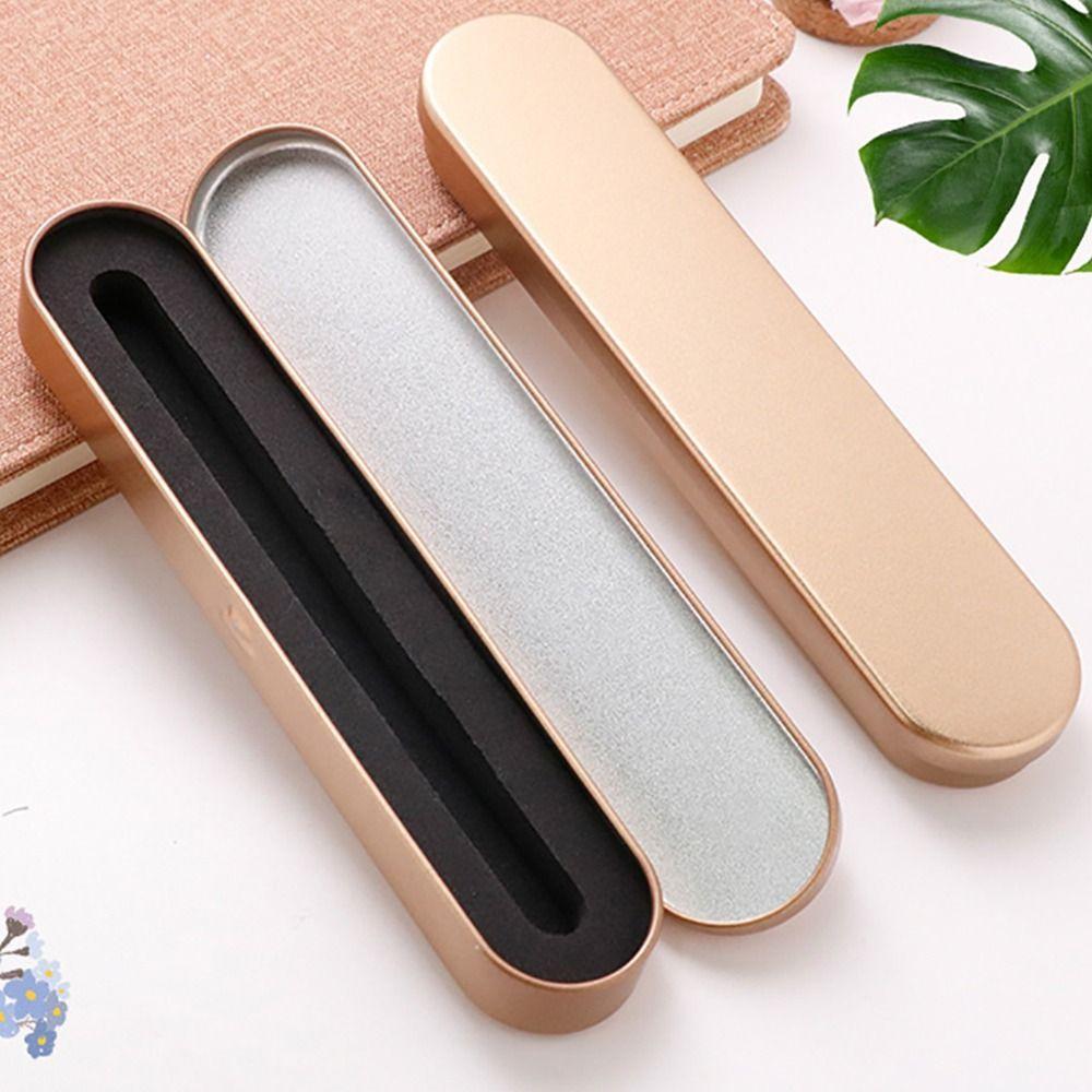 Metal Pen Box Rectangular Pencil Case Simple Storage Can Home Storage