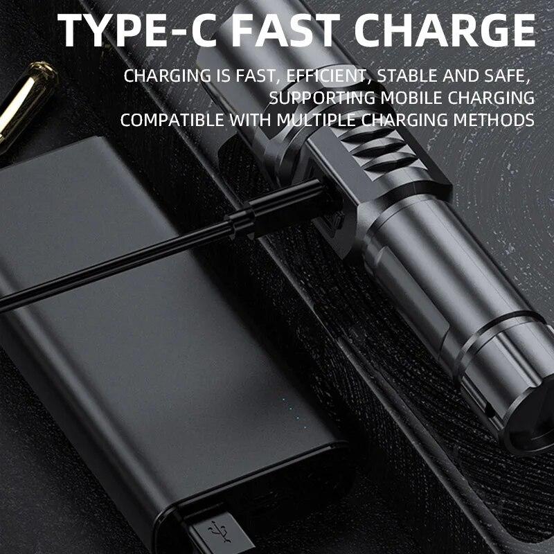 Portable High Power Led Flashlight Rechargeable Retractable Flashlight Digital Zoom Usb Hand Light For Camping Outdoor Emerge