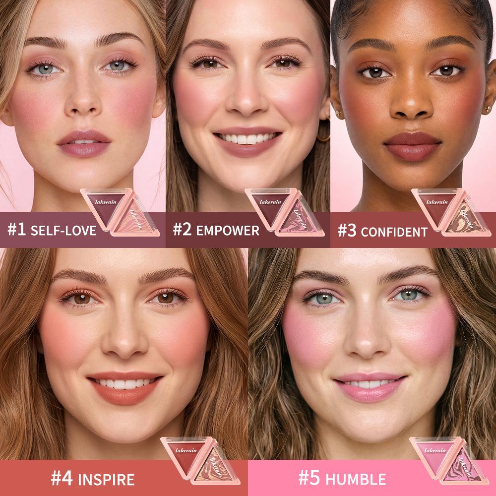 Lakerain Zweifarbige Rouge-Palette - Matt & Sanft Leuchtend, Aufbaubare Formel, Langanhaltend, Mini, Tragbarer Primer.