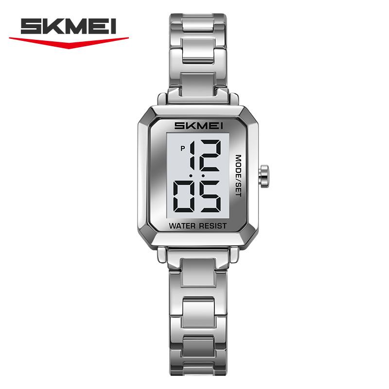 SKMEI 2581 Retro Square Elegant Lady's Digital Watch Small Dial Multifunction Chic Trendy Electronic Clock Gift