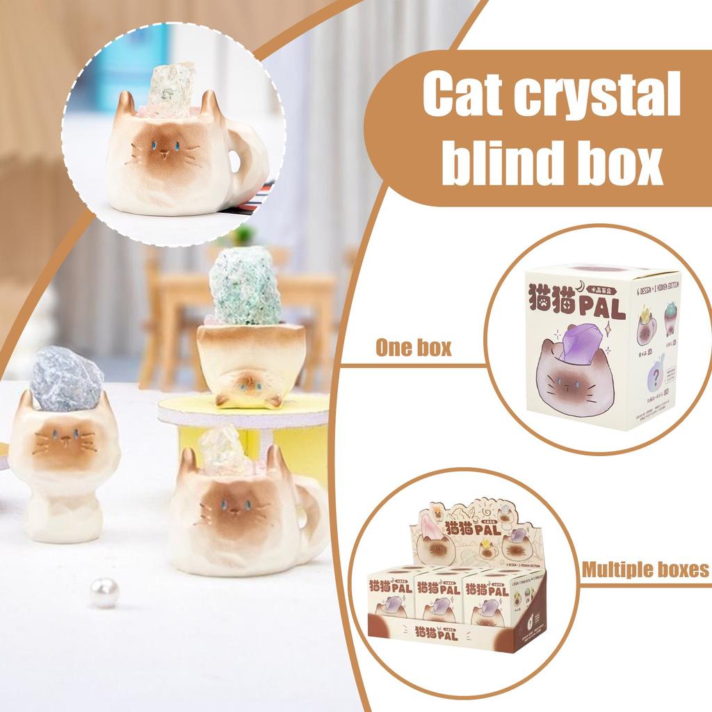 Cat  Crystal Blind Trendy Resin Crafts With Stone Meaning Ornaments (Random Model)