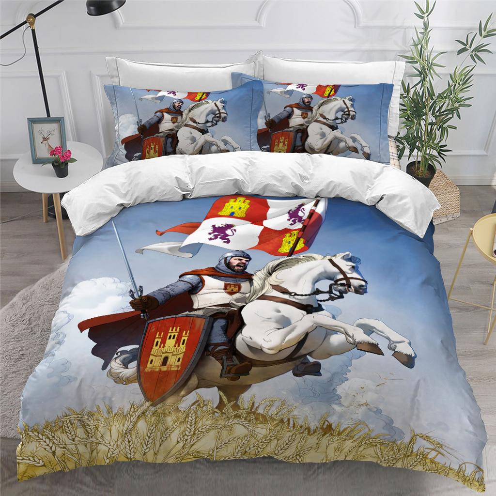 European Knight Retro 3D Digital Printing Three-Piece Set Can Be Customized Grinding Quilt Cover Pillowcase