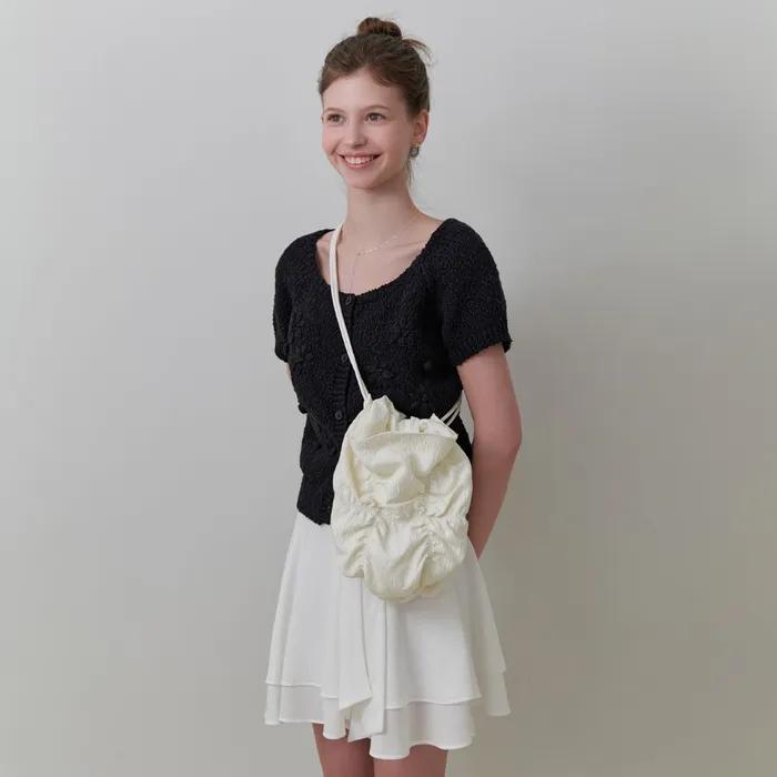 Bubble shirring bag (cream)
