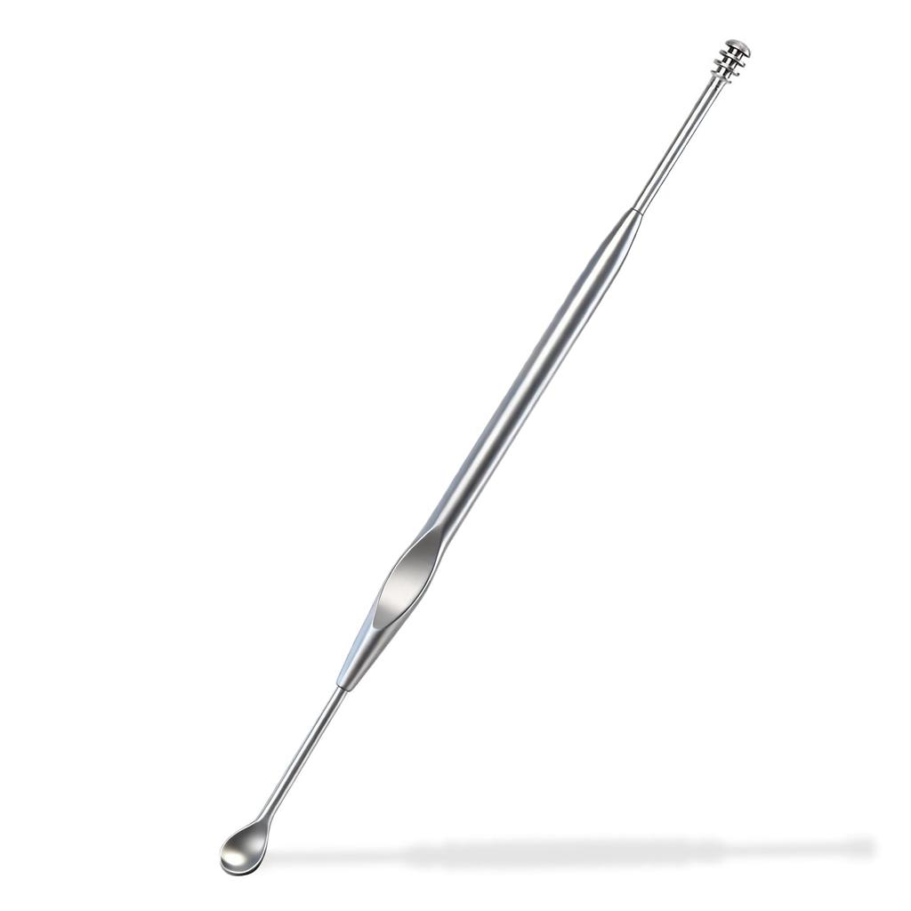 Ear pick stainless steel spiral thoroughly removes cool comfortable durable cleaner effectively easy-to-hold ergonomic design sturdy finish convenient