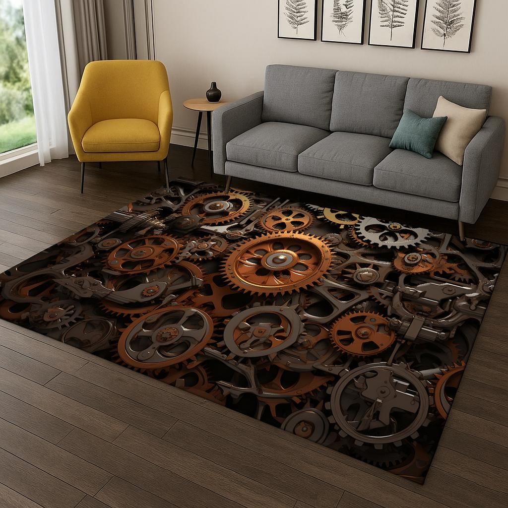 

Tappeto da cartone animato con ingranaggi meccanici punk per la casa, camera da letto, soggiorno, divano, zerbino, decorazione da cucina 40x60cm