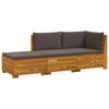 Outdoor Sofa Set with Cushions 3 Piece Brown Solid Acacia Wood