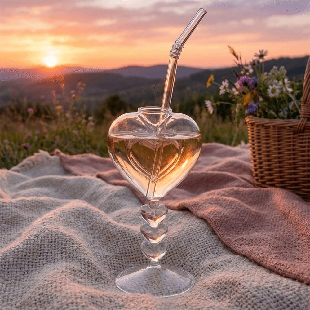 Large Capacity Heart Shaped Glass Romantic Juice Drink Glass Unique Glass Cup  Pub