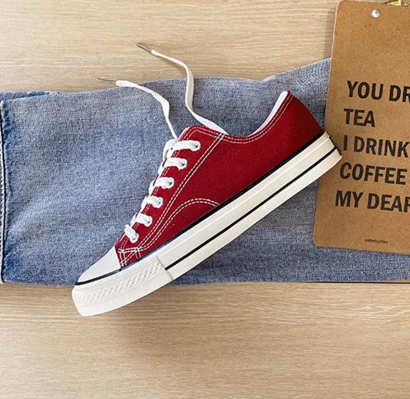 Men's and women's canvas women's shoes student couple low-top men's shoes casual large size vulcanized rubber solid color board shoes