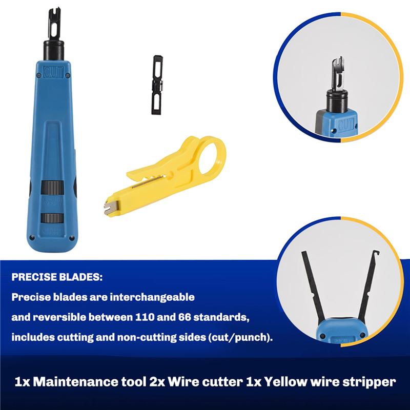 Punch Down Impact Tool With 110 And 66 Blades, Network Wire Cable Cat6/Cat5e Telephone Impact Terminal Insertion Tools-B61B