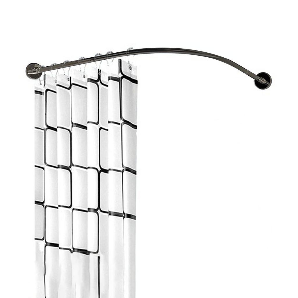 Curved Shower Curtain Rod Extendable Wall Mount Stainless Steel Corner Curtain Rod for Bathroom