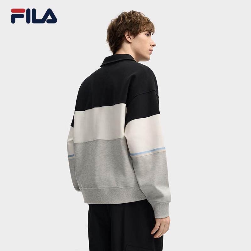 FILA Men's Color Block Knitted Long Sleeve Polo Shirt