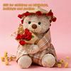 30cm Teddy Bear Plush Toy with Rose Bouquet and Hat, Romantic Valentine's Day Birthday Gift for Women Girls, Decoration Doll (Beige)