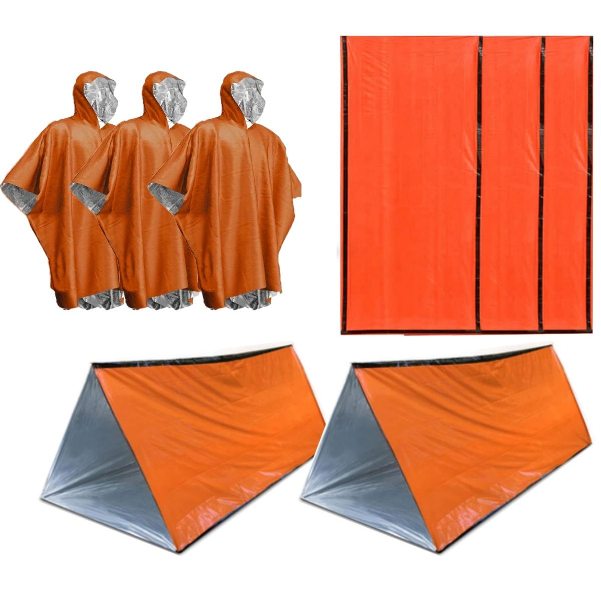 Windproof Waterproof Outdoor Camping Combo Tent Raincoat Warm Sleeping Bag Survival Equipment