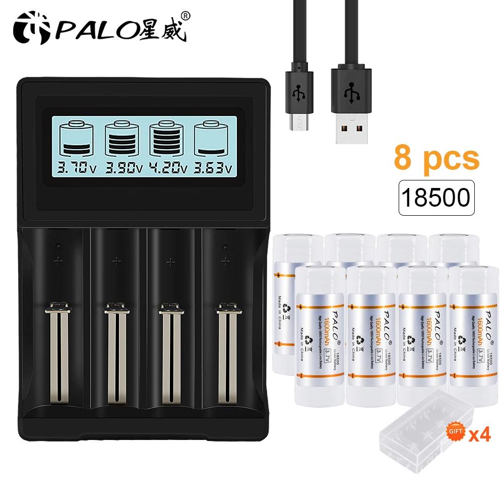 PALO 18500 Li-ion Bechargeable Battery + Battery Charger for Rechargeable Li-ion Battery 18650 14500 18500 16350 16340 26650