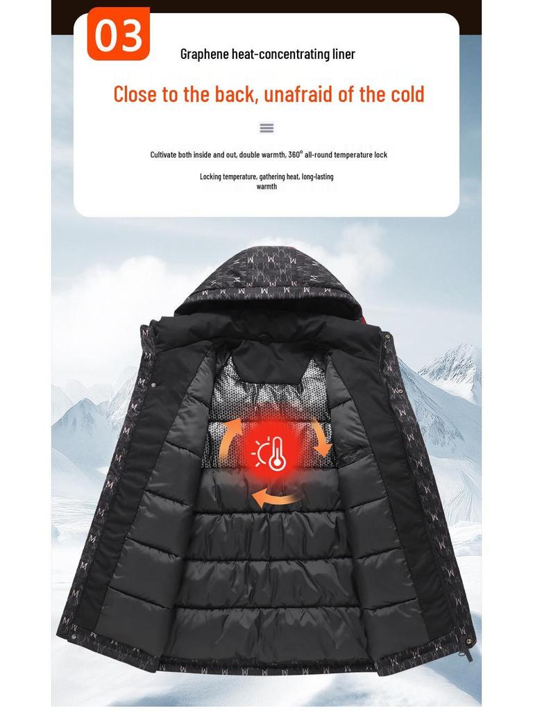 2025 Winter Herren Trendige Kapuzen-Baumwolljacke mit Buchstabenaufdruck - Dick und Warm 2566