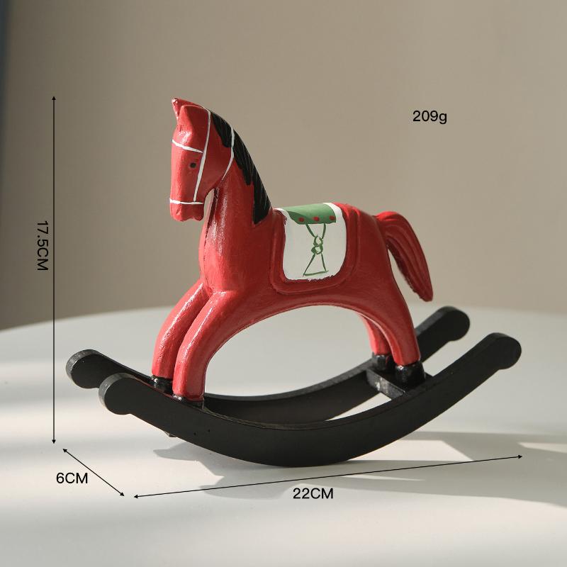 Wooden Rocking Horse Ornament Desk Decor Living Room Decor Balance Art Adornment Creative Gift Souvenir