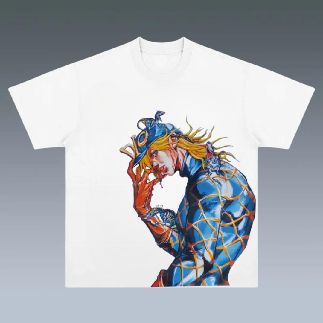 

2025 Summer JoJo Bizarre Adventure Cotton Men Women Crewneck Anime T-Shirt for Fan High Quality Unseix Oversize T-shirt 4XL