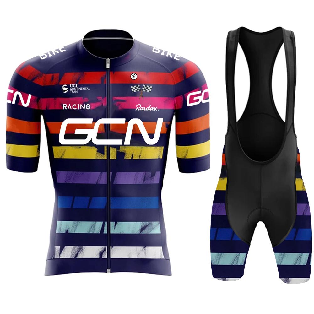 2025 Nový Pánský Letní Cyklistický Dres s Krátkým Rukávem Pro Silniční Kolo Prodyšný Dres Cyklistický Týmový Tréninkový Oblek Cyklistické Kalhoty s Náprsenkou Rychleschnoucí Sada