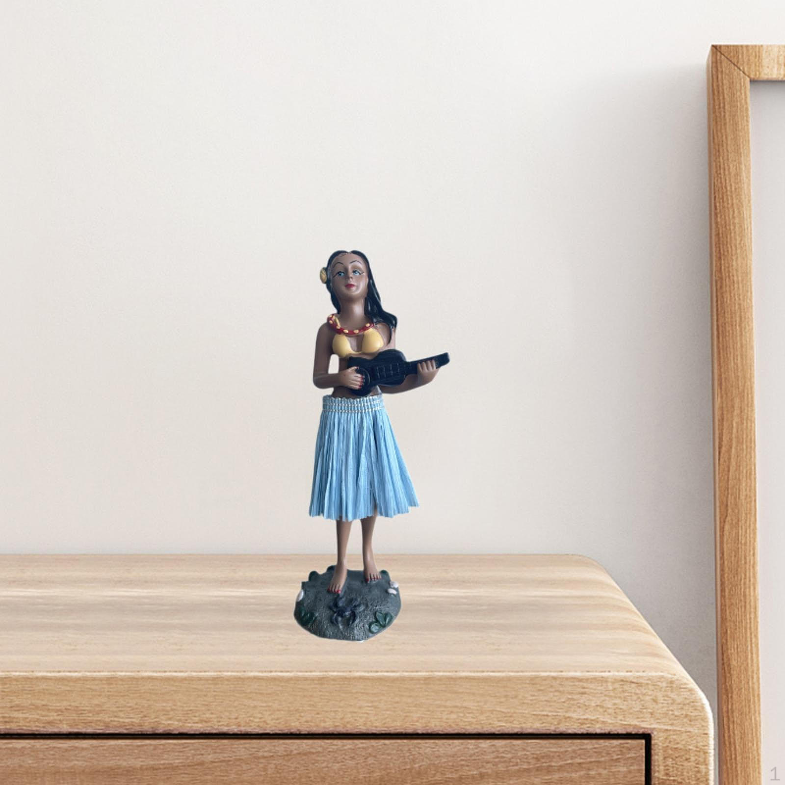 

Гавайская кукла-приборная панель, миниатюрная фигурка размером 6,3 дюйма для украшения автомобиля blue skirt