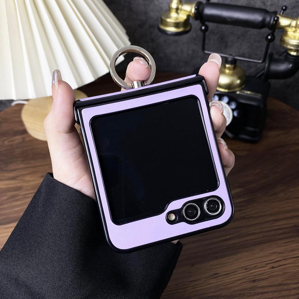 Applicable to Samsung ZFlip6 mobile phone case folding screen sticker leather ZFLIP5 protective case zflip6 magnetic bracket case
