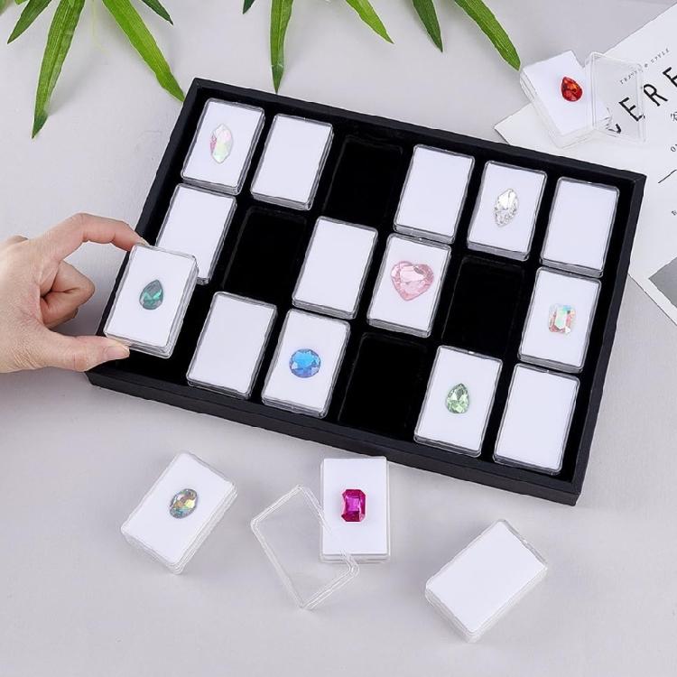 Jewelry and Gemstones Storage Box 18 Compartments Organiser for Diamonds Beads and Collectibles with Foam Padding