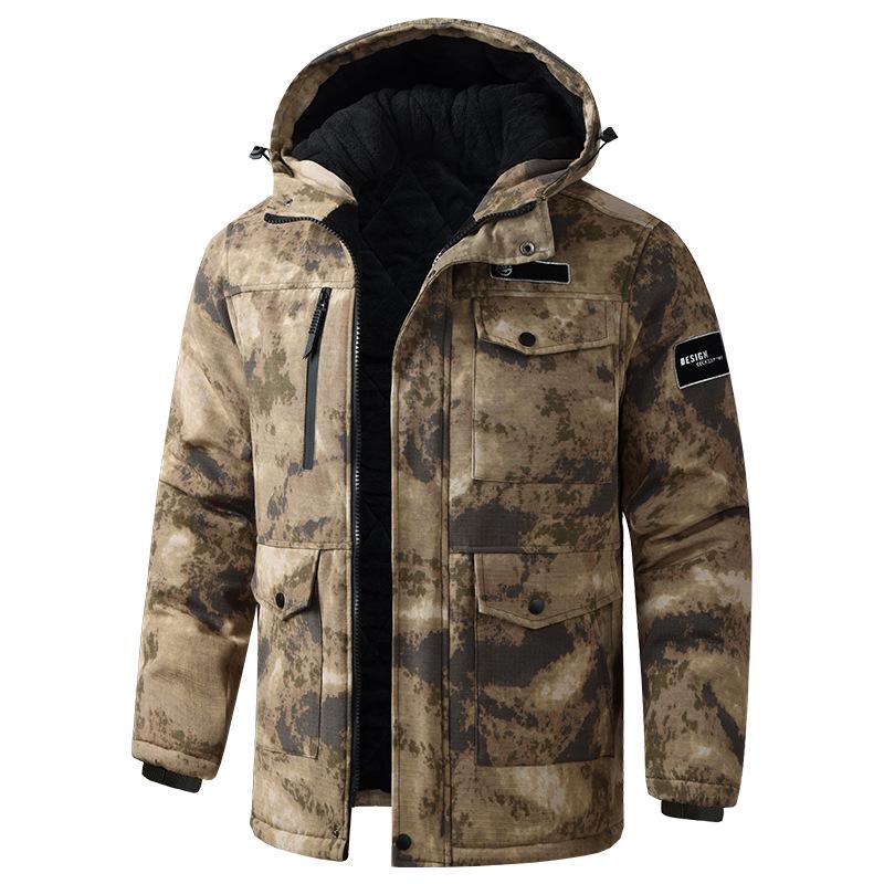 Men's Camouflage Winter Work Jacket - Thick, Warm, Loose-Fit Cotton Coat for Outdoor Labor Protection