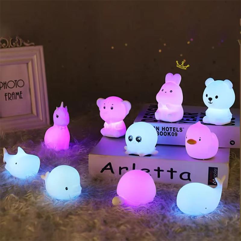 GGbingo Quality Silicone LED Night Light Lamp Cute Rabbit Bear Touch Control RGB Mood Night Lamp for Home Children
