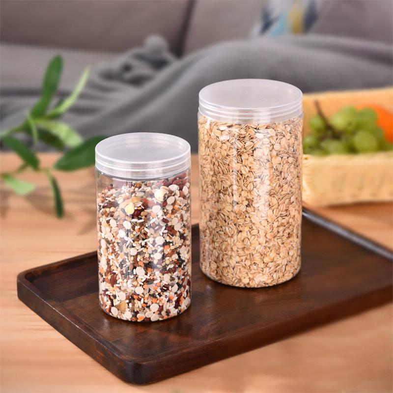 Plastic Packing Bottle Pet Clear Empty Seal Bottle Circular Bucket Storage Biscuit Jar Food Grade Sealed Cans Tank Container