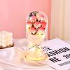Qixi Festival Valentine's Day Gift Log Base Immortal Rose Glass Cover Creative Soap Flower Gift