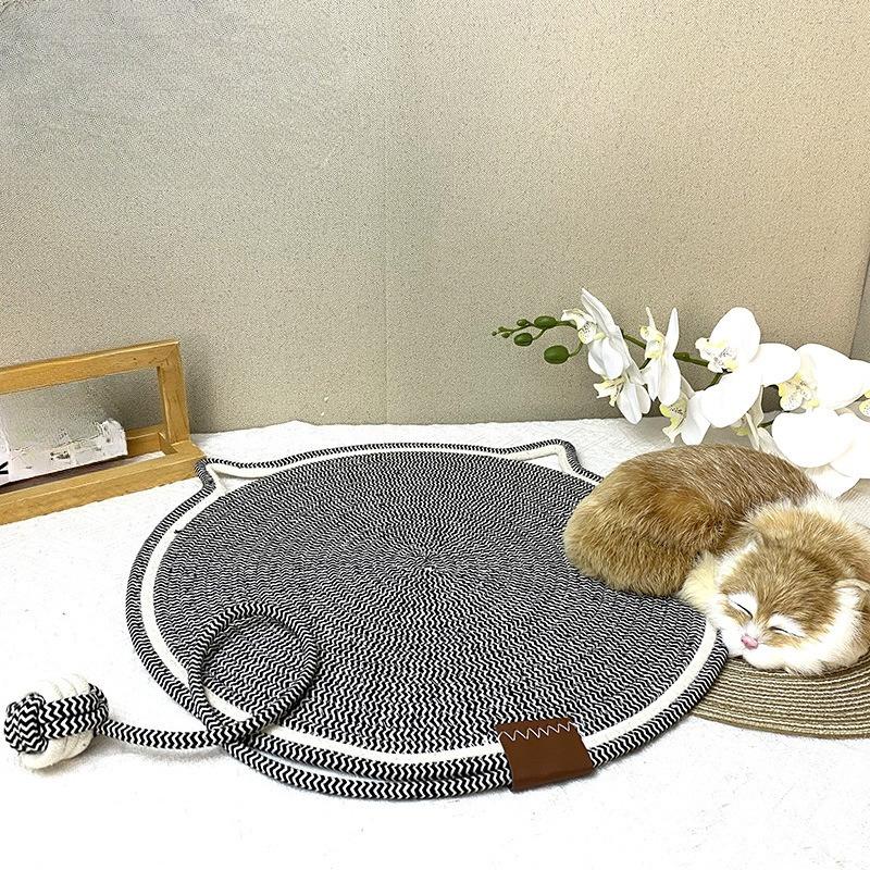 Cotton rope woven cat scratch pad toy ball integrated cat sleeping pad scratch resistant wear-resistant washable pet pad