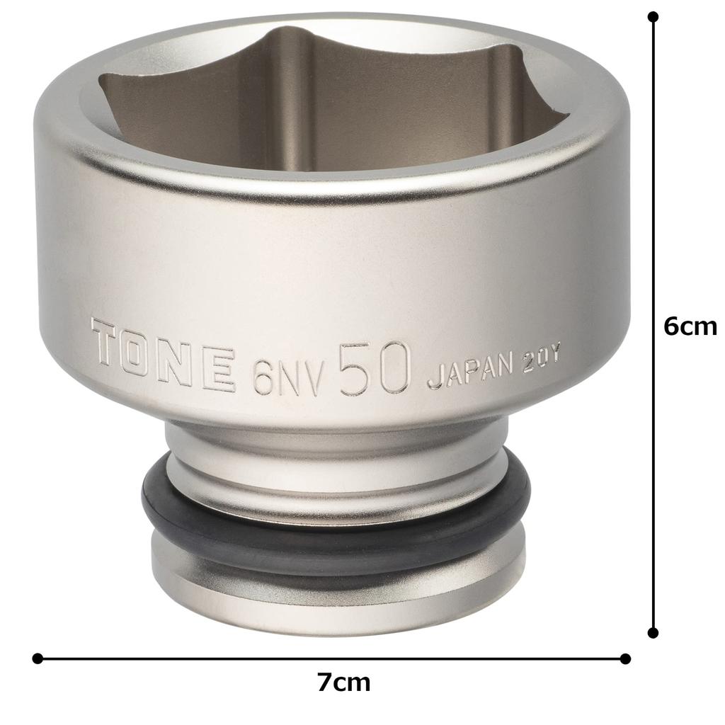 TONE Impact socket Drive angle Width across flats 50mm 6NV-50 19.0mm (3/4")