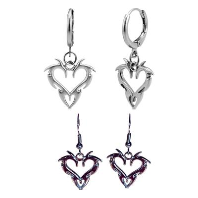 Punk Herz Ohrhänger Multifunktionaler Gothic Ohrschmuck Edelstahl-Textur Geeignet für Unisex-Modefans