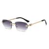 Xiaomi Rimless Gradient Sunglasses for Women Gold Metal Decor Temples UV400 Cutting Lens Fashion Travel Beach Shades Eyewear