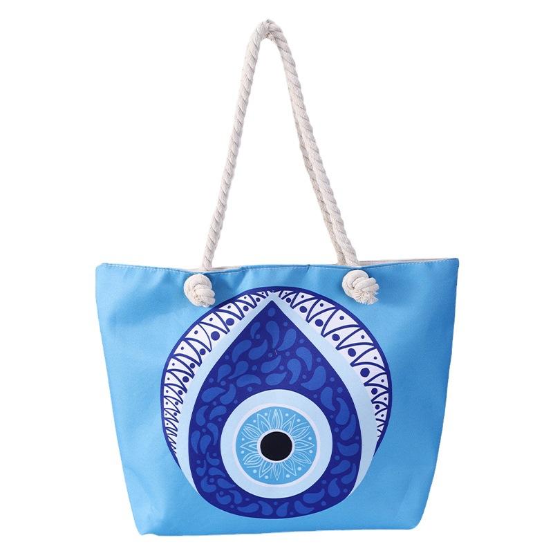 Women's Beach Bag Devil Eyes Tote Blue Eyes Shoulder Bag Evil Eye Canvas Bag