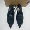 Chunky High Heels Sandals for Ladies Black Modern Office Slingback  Summer Footwear Classic Buckle Elegant Party Shoes Woman