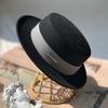 Hat Women's Autumn and Winter Pure Wool Flat-top Flat-brimmed Top Hat British Retro French Elegant Versatile Thermal Hat