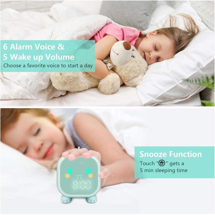Green Digital Child's Alarm Clock NONE, USB Alarm Light, Child's Room Clock Integrated Night Light