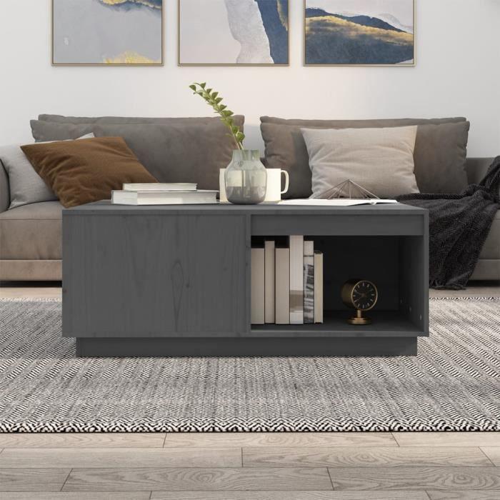 814521 vidaXL Table basse Gris 100x101x40,5 cm Bois massif de pin