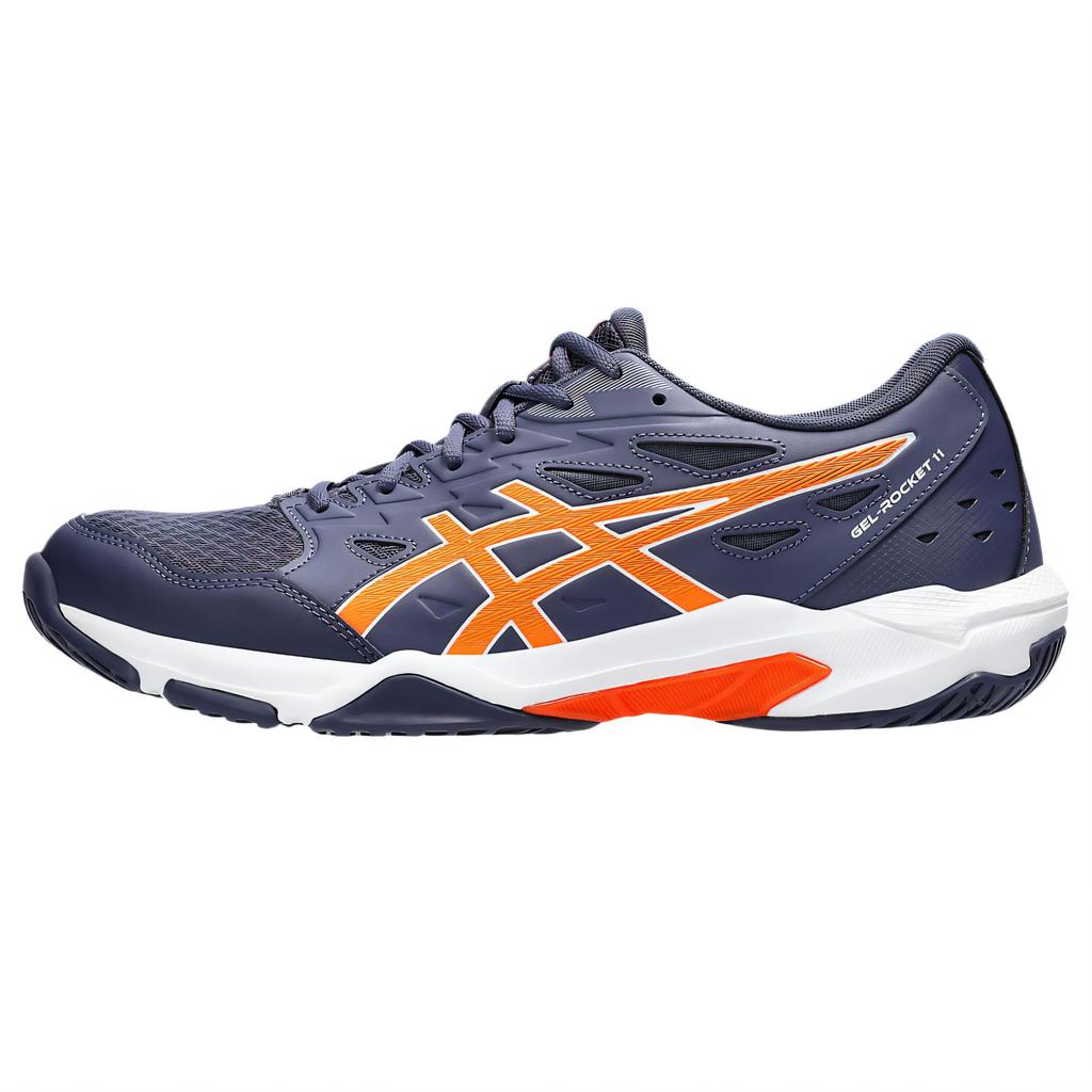 Asics Gel Rocket 11 Indigo Fog Arancione Nova Scarpe da Ginnastica da Uomo Blu 1071A091-500