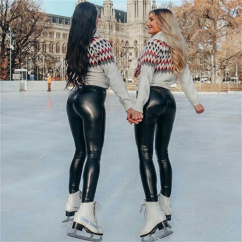 Women's High Waist PU Leather Pants - Autumn/Winter Slim Fit Plus Size Leggings