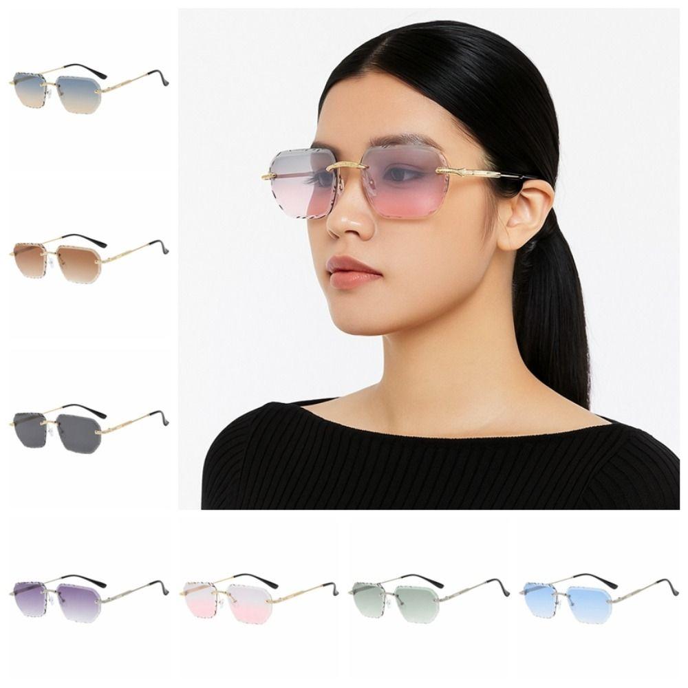 UV 400 Rimless Sunglasses Frameless Driving Eyewear Fashion Men Sunglasses  Female