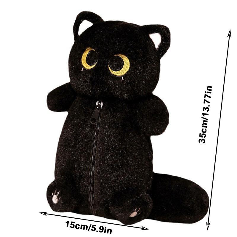 Peluche Gato Siamés Estuche para Lápices Animal de Peluche Gran Capacidad Bolsa de Papelería Diseño Lindo Dibujo Animado Muñeco Gato Bolsa para Lápices Aprendizaje