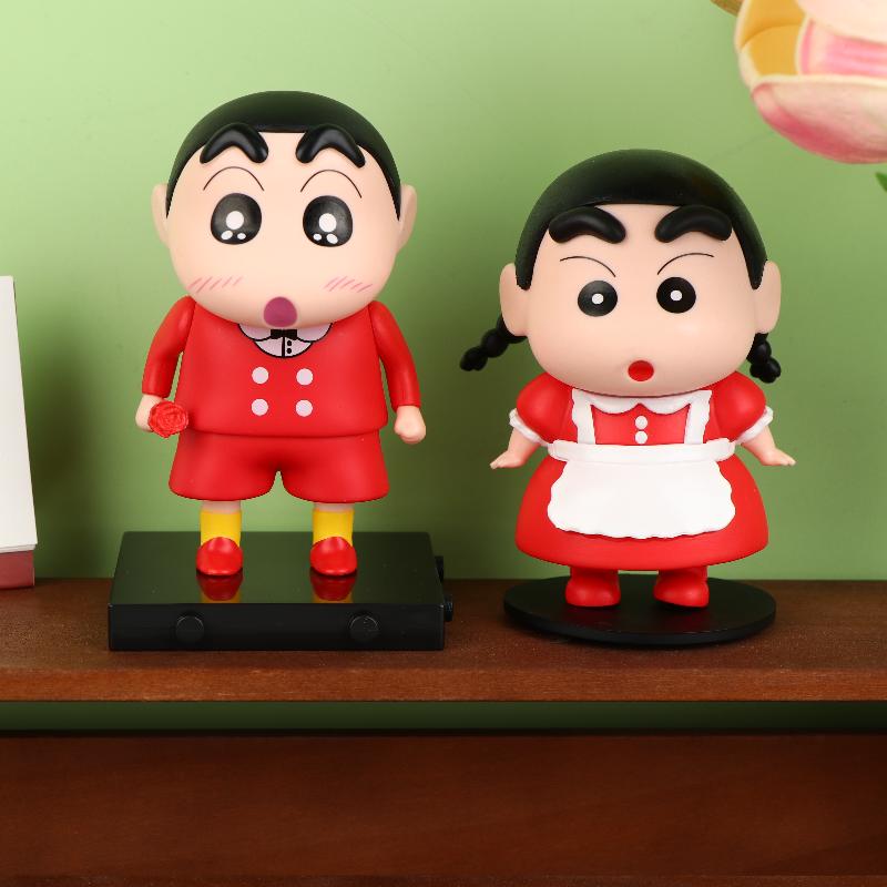 2Pcs/Set Crayon Shin Chan Anime Figures Cute Cartoon Pvc Figure Doll Ornament Desktop Decoration Couple Collectible Gifts