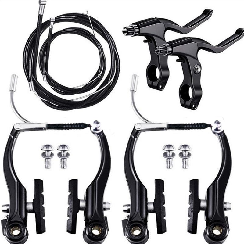 Bike Front Rear V Brake Set Aluminum Alloy Mountain Road Bike V Brake Set Riding Accessories Black Mountain Bike Brake Set