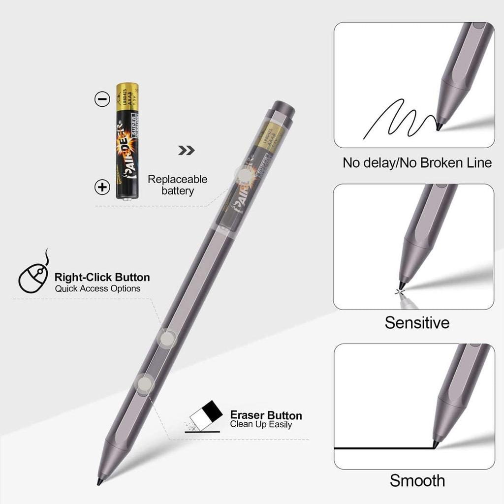 Hot Sale 1024 Pressure Sensitivity Surface Eraser & Right-Click Palm Rejection Laptop Stylus Pen for Surface Pro Go Book