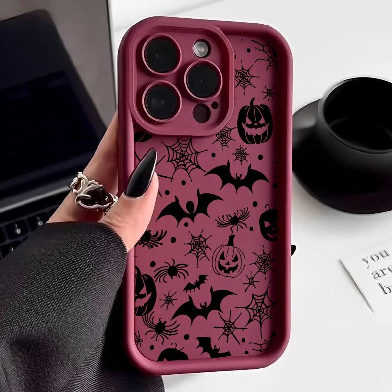 Halloween Black Horror Art Silicone Phone Case For iPhone 17 Pro 14 15 Plus 11 12 13 16 Pro Max Coque 16E 17AIR Shockproof Cover