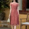 ZANZEA Women Casual Round Neck Summer Short Sleeve Lace Dress